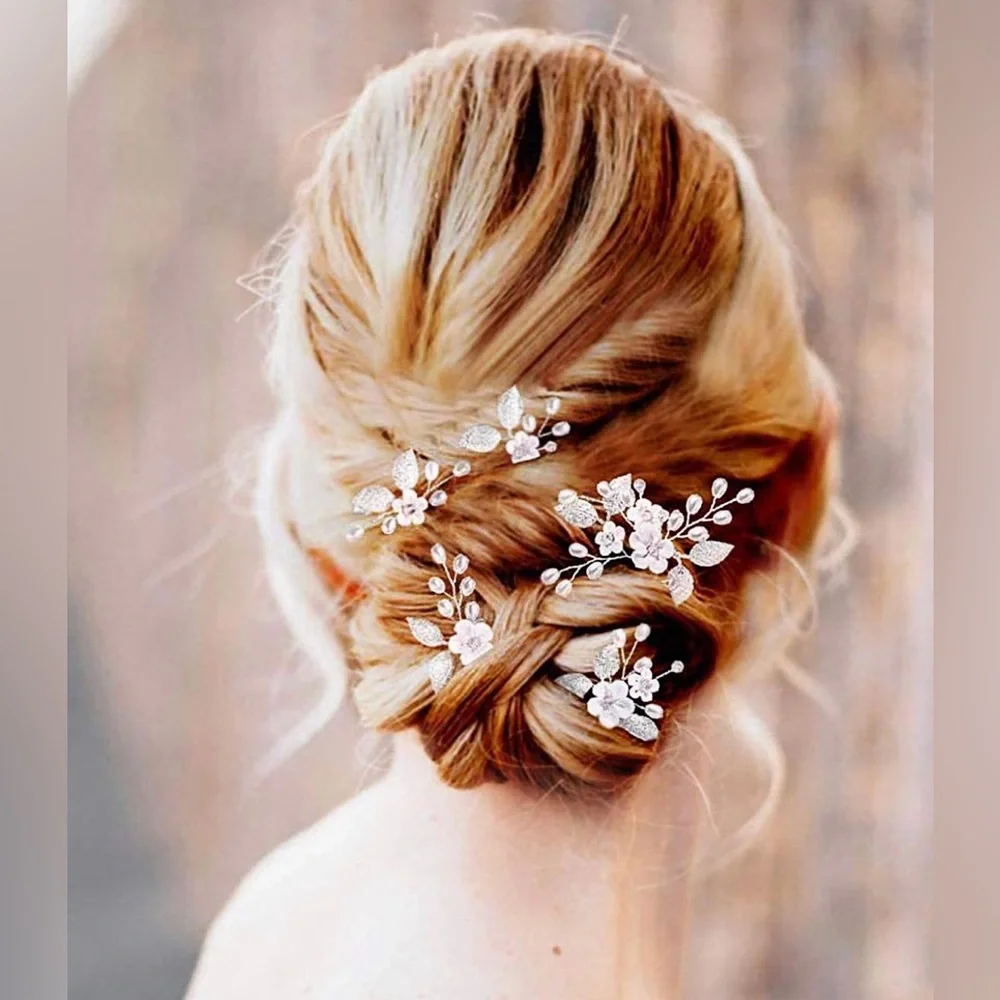 NWT Winter Flower Pearl Pins Hair Accessory set - Picture 1 of 5
